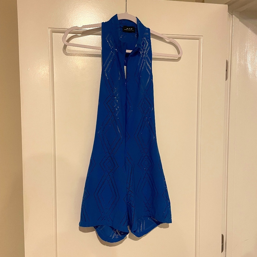 Eyelet rave bodysuit in blue!